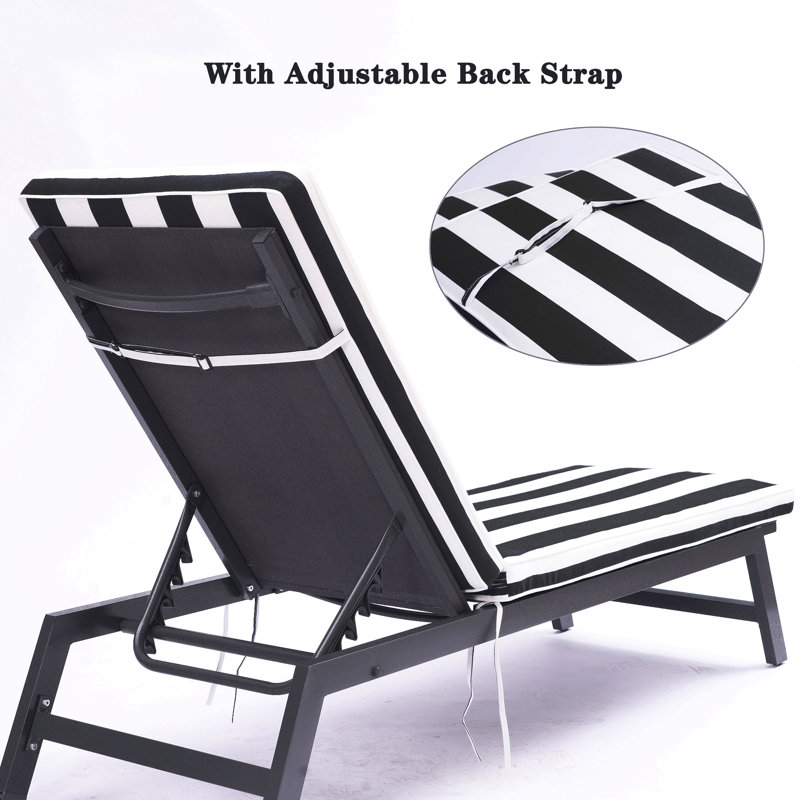 Coussin de chaise longue pour l'extérieur, Noir / blanc