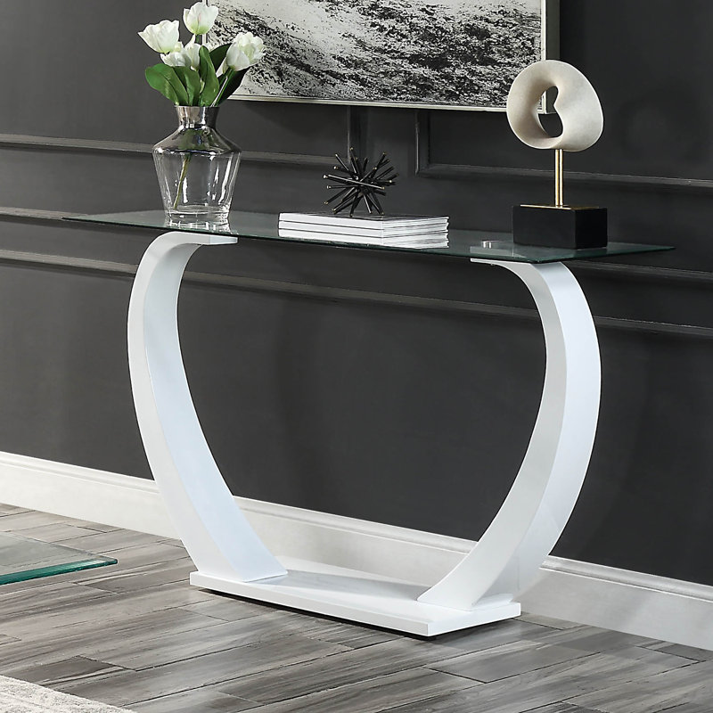 48'' Glass Top Console Table, White