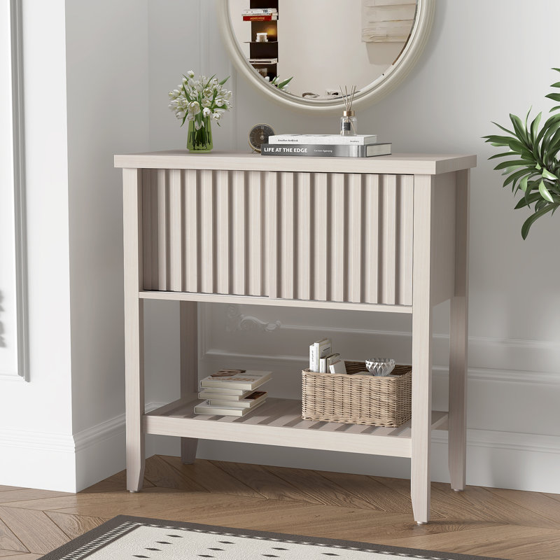 Console Modern Modern, 31,5 "avec portes coulissantes cannelées et tablette de rangement
