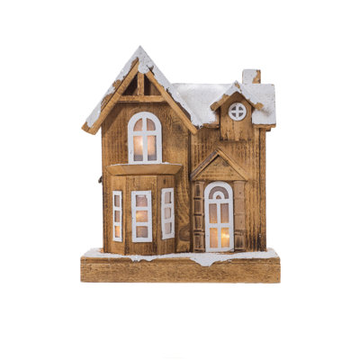 Maison à DEL scintillante Smokey / bois blanc classique