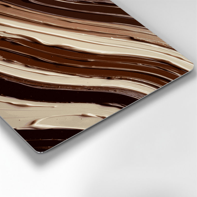 Art mural horizontal horizontal rayé beige brun chocolat brun, H 12 po x l 18 po
