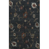 Himalayan Floral Area Rug in Black/Beige/Brown