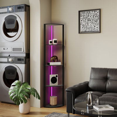 HOMCOM RGB LED Floor Lamp with Shelves 4-Tier Standing Lamp