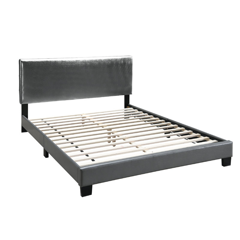 Aimee-Leigh Upholstered Low Profile Platform Bed, White, Queen