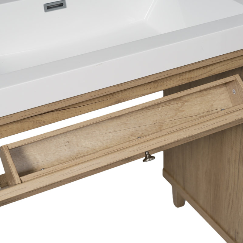 Spacieux meuble-lavabo en bois conforme à l'Ada avec lavabo en bois massif de style moderne