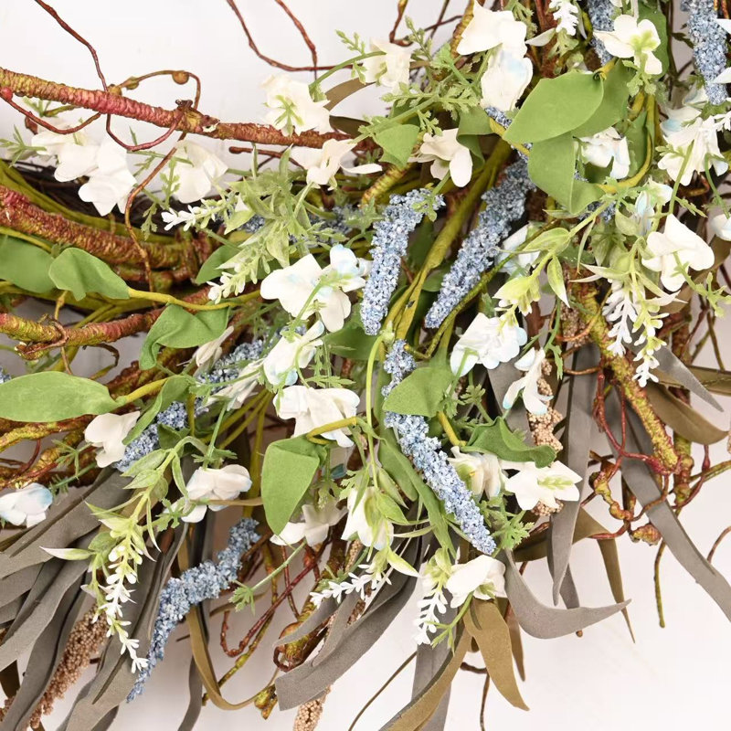 Couronne florale 26 po pour la porte de l'Action de grâce, Bleu
