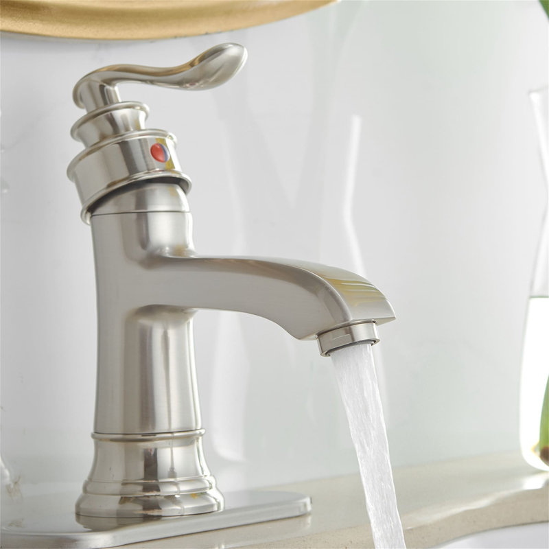 Single-Hole Single-handle Bathroom Faucet with Drain Assembly, Brushed Nickel