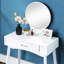 Ensemble de coiffeuse et tabouret contemporain en bois Maly, blanc-2065055762