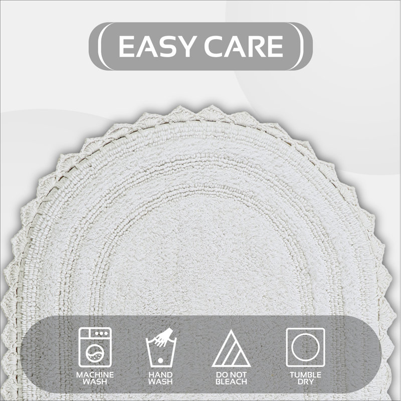 Janeria 100% Cotton Tufted 3 Piece Bathroom Rug Set, Reversible, Super Absorbent & Extra Soft Machine Washable Bath Rug Ideal for Shower & Tub Areas