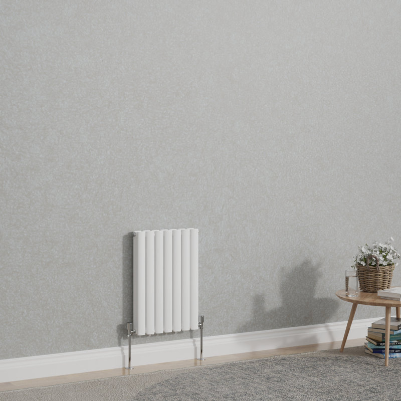 Shoshana Vertical Oval Panel Radiator, 2, 60cm H x 41.3cm W, Gloss White