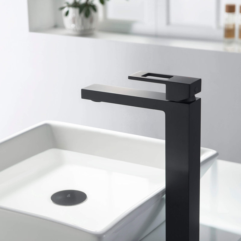 Cube Single-handle Bathroom Faucet, Matte Black, Without Pop Up Drain