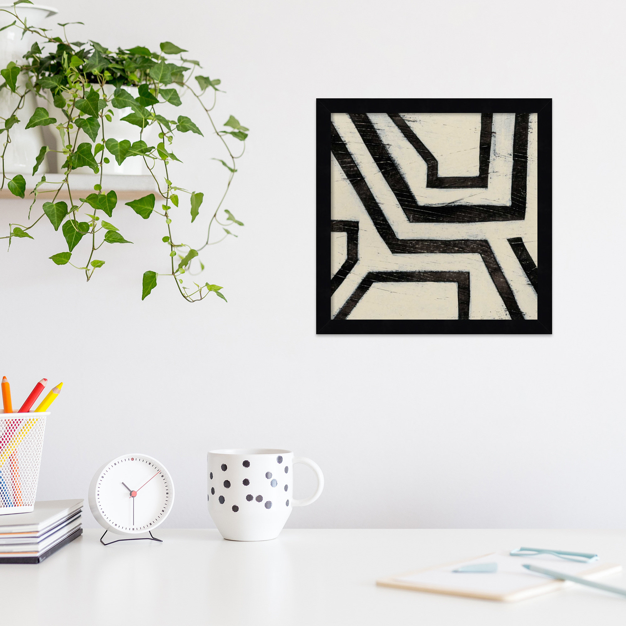 Hieroglyph III by June Erica Vess, 41" H x 41" W, Black Framed