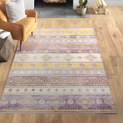 Wattson Southwestern Machine Woven Purple/White/Yellow Area Rug