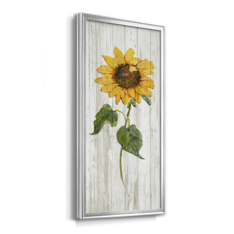 Tournesol en automne II - peinture sur toile encadrée, H 22,5 po x l 42,5 po x P 1,5 po, Argent