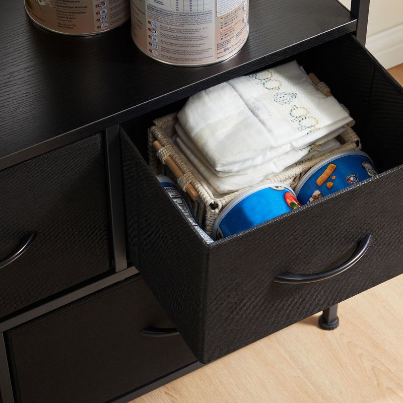 5 - Drawer Dresser With Tv Stand, Black
