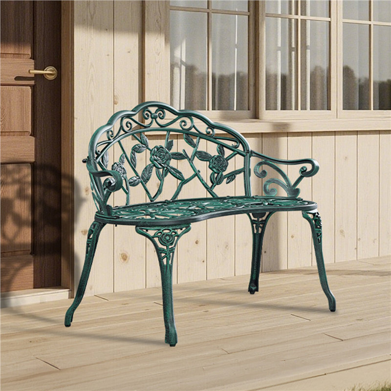 Waterproof Metal Outdoor Bench, Green