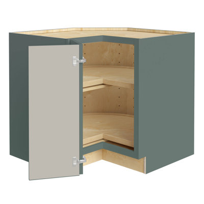 Gallery Express Haven Assembled 33 in W x 24 in D x 34.5 in H Corner Lazy Susan Kitchen Cabinet Left in Meadow