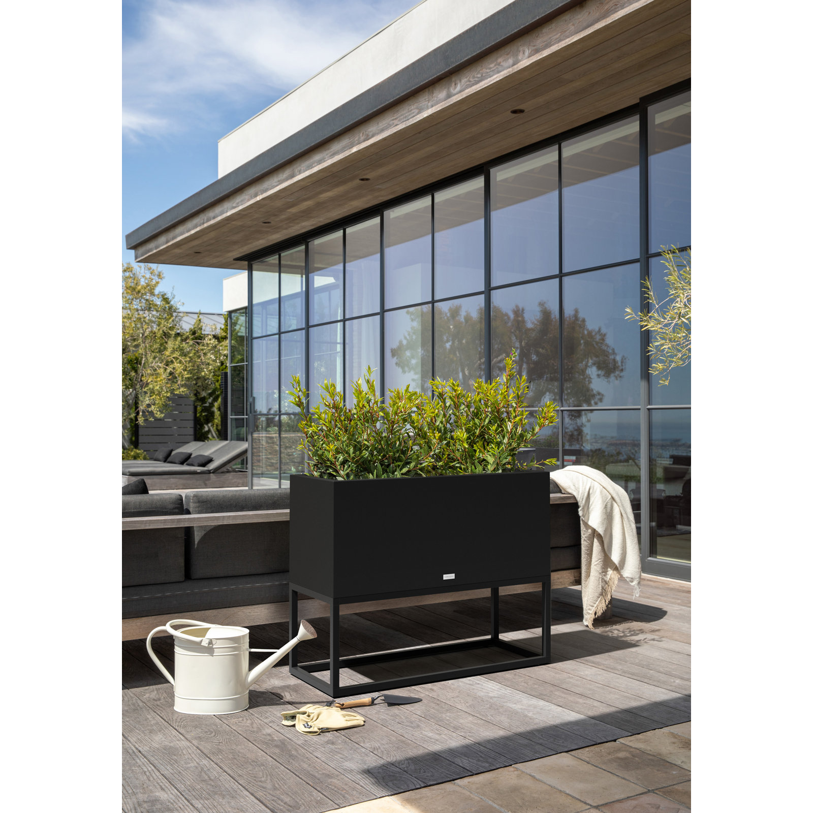 Veradek Block Series Raised Long Box Planter, 30" H x 15" W x 38" D, Black