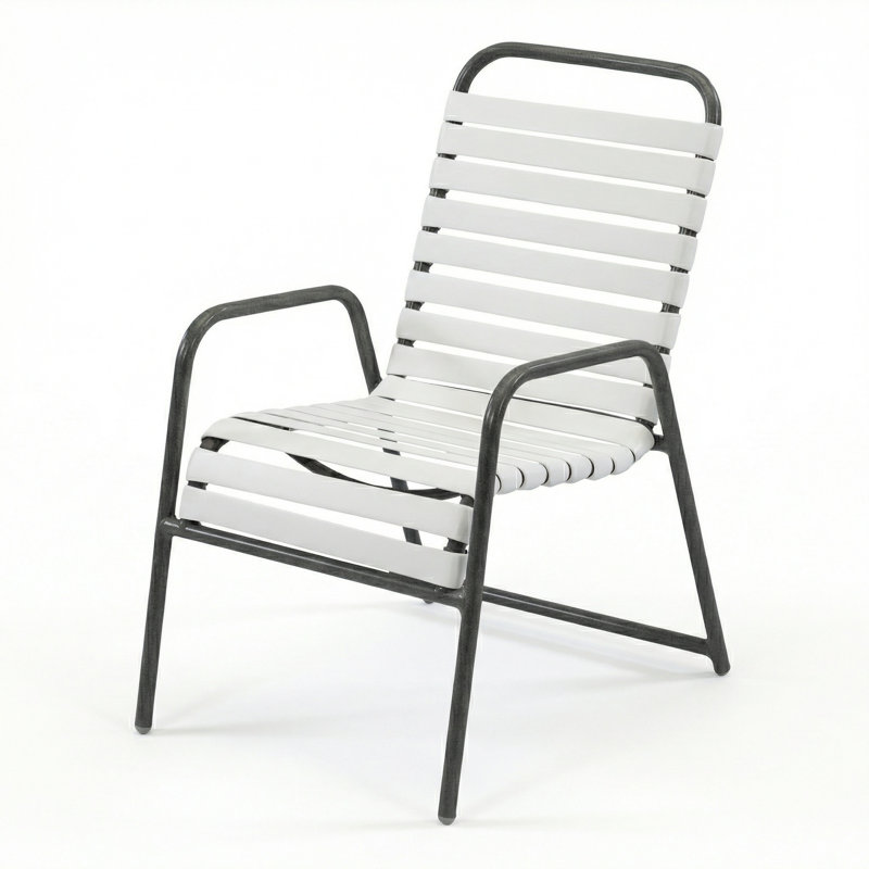 Windward Outdoor Country Club Arm Chair, White Strap/Anthracite