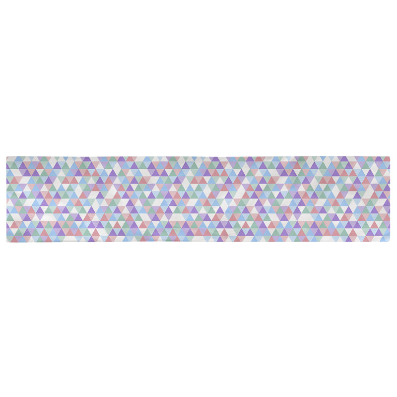 Chemin de table triangle Avicia, 91,5 po x 17,5 po, Bleu / Rose, Coton
