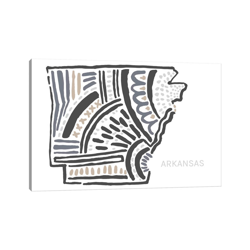 «Arkansas» par déclaration de biens - reproduction de dessin sur toile tendue, H 40 po x l 60 po x 1,5 po