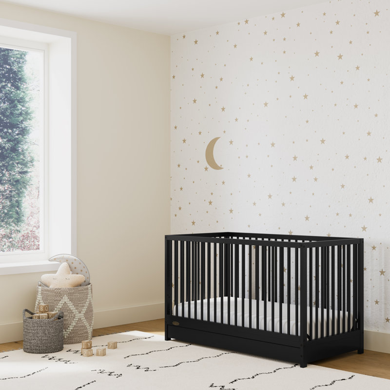 Lit de bébé convertible 5-en-1 Teddi avec rangement Teddi, Noir, Lit à barreaux
