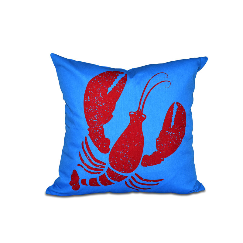 Lobster Coastal Outdoor Square Pillow Cover & Insert, 20"x20", Blue