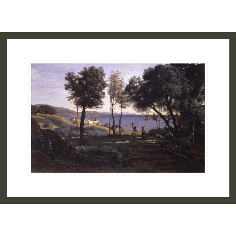 «View Near Naples» par Jean-Baptiste-Camille Corot - Impression Giclée sur cadre, H 15,83 po x l 21,75 po