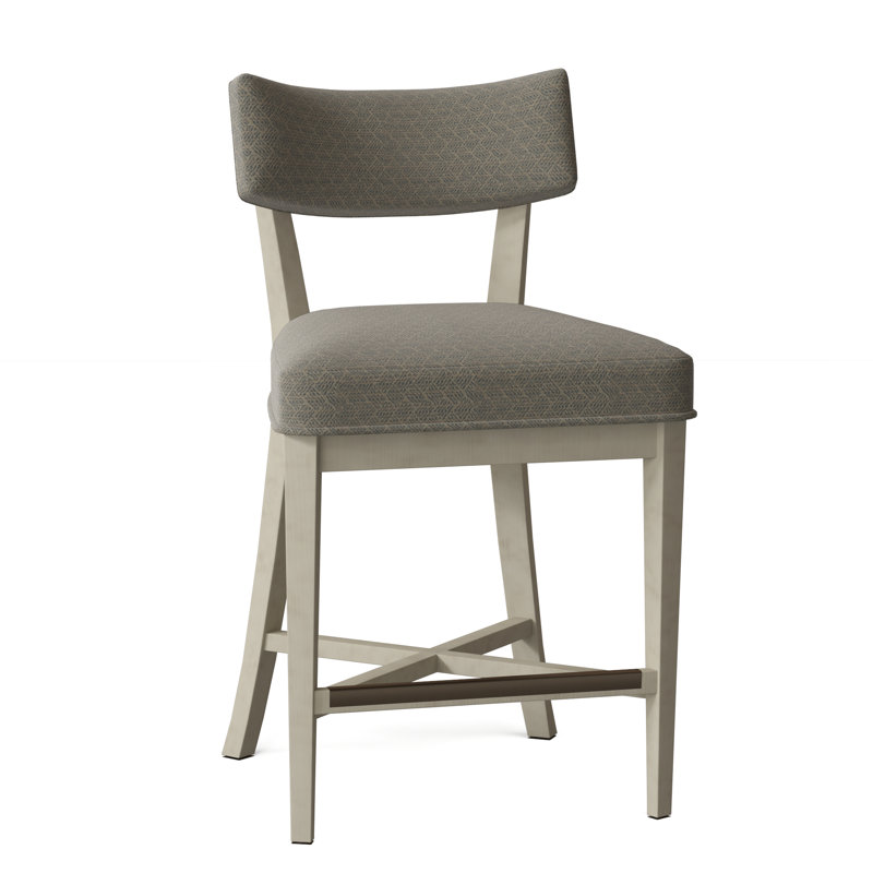 Juliet Upholstered Stool with Solid Wood Frame, Linen (3152 72), Walnut, Counter Stool (25.5" Seat Height)