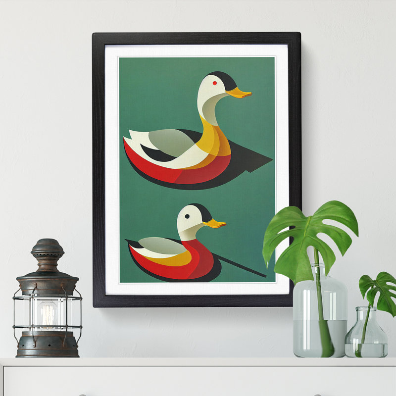 Two Ducks - Single Picture Frame Print, Black, 64cm H x 46cm W x 2cm D