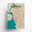 Buffalo City Map, reproduction d'impression sur affiche en beige-24705390