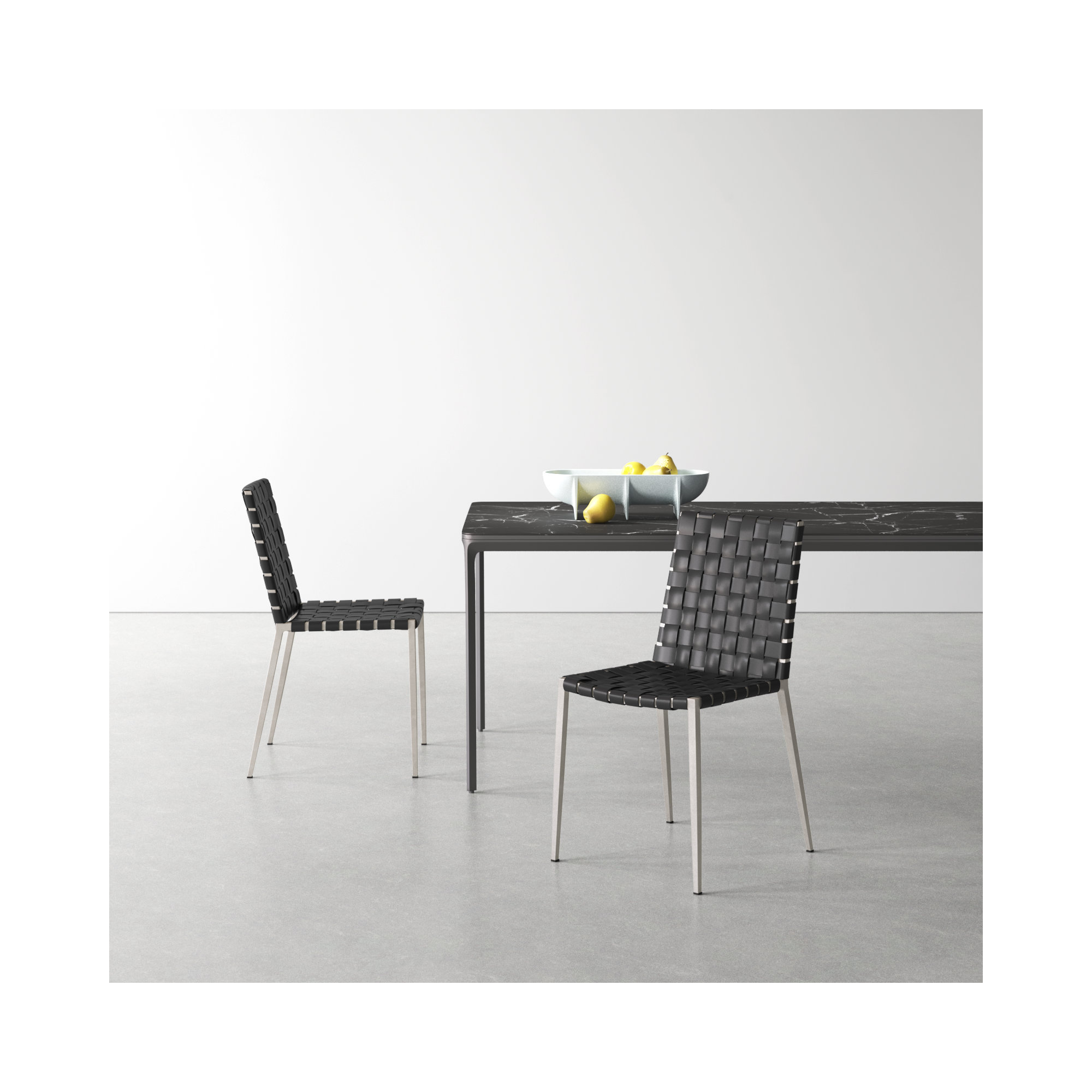 Brett Leather Upholstered Side Chair, White, Black