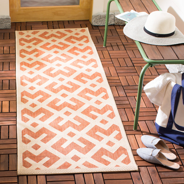 Arneshia Geometric Terracotta/Bone Indoor/Outdoor Area Rug
