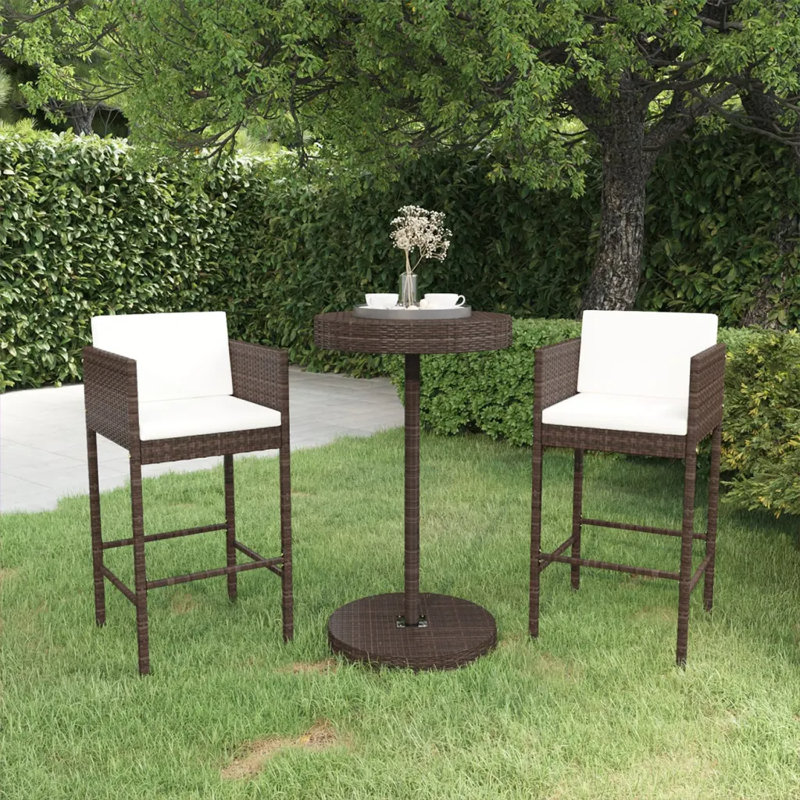 Garden Bar Set with Cushions Patio, Brown