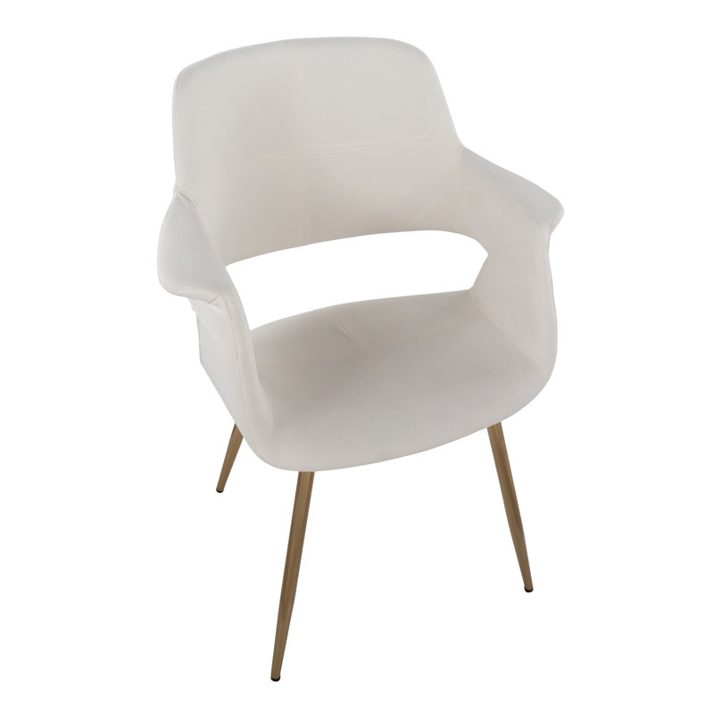 Chaise avec accoudoirs rembourrée Quirico, Or, Crème