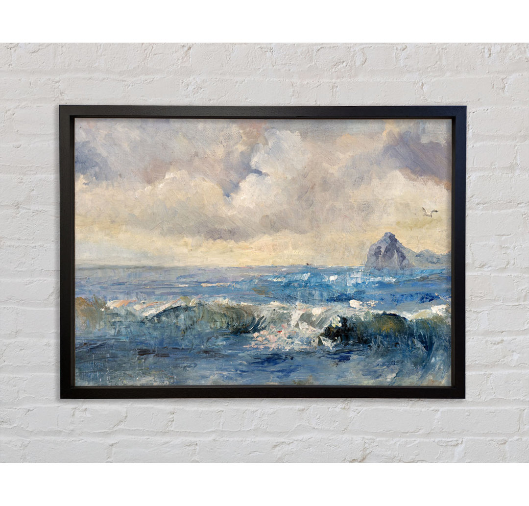 Dull Skies over the Crashing Waves - Bilderrahmen Kunstdrucke auf Leinwand