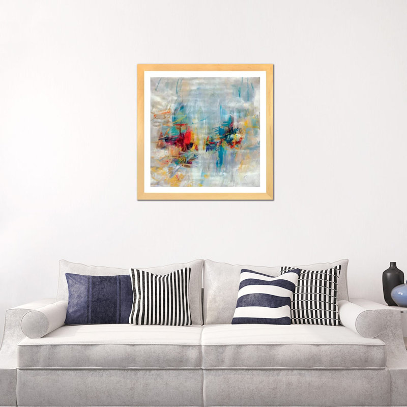 Reproduction d’art « New décennie » par Julian Spencer, Toile avec cadre en bois beige, Blanc, H 24 po x l 24 po x p 1 po