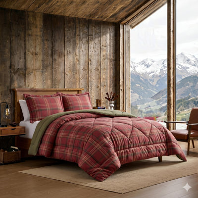 Ensemble d'édredon réversible rouge Eddie Bauer