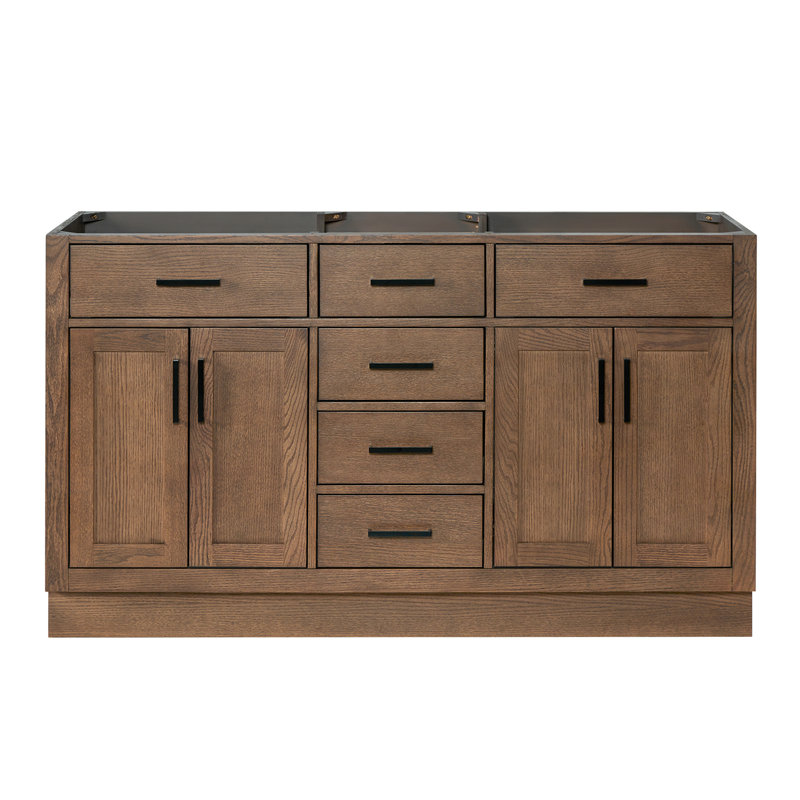 Base de meuble-lavabo double 60 po Osoria, Chêne brun