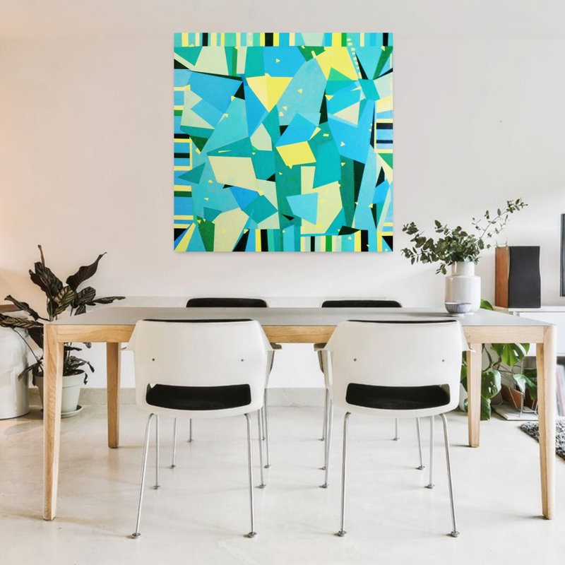 Art contemporain abstrait géométrique, H 36 po x l 36 po