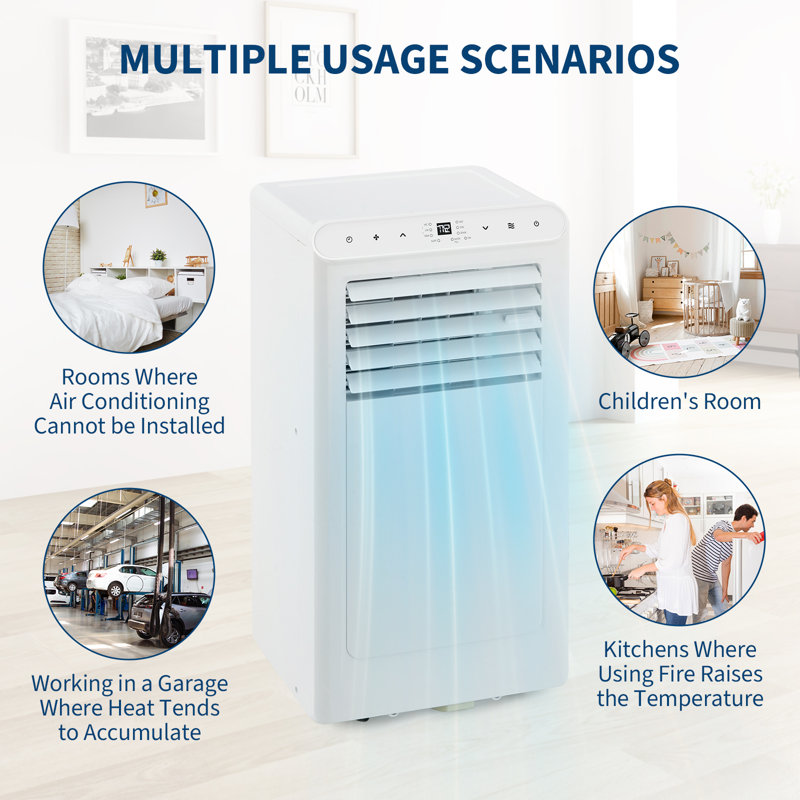 Climatiseur portatif 3 en 1 de 8 000 BTU avec télécommande, ultra-silencieux, refroidissant jusqu'à 350 pieds carrés Ft pour les petites pièces