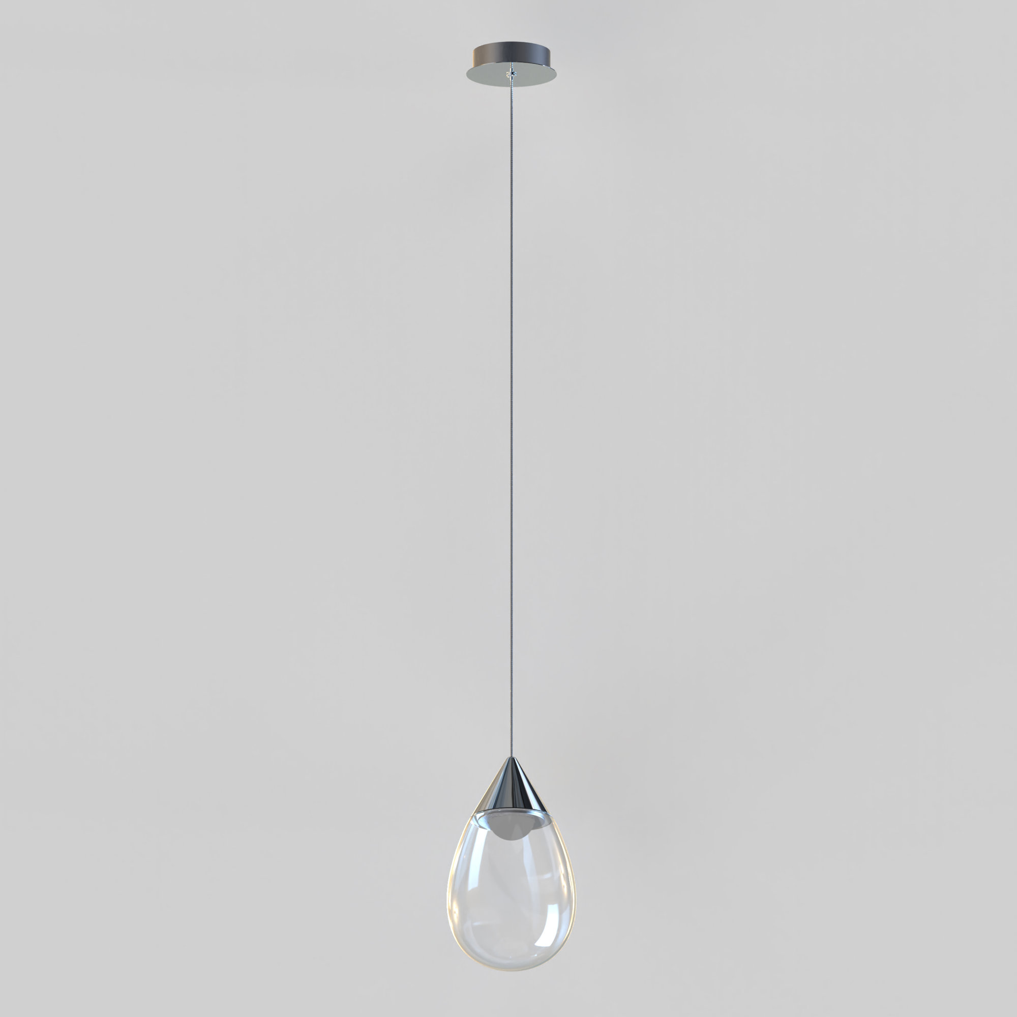 Alheidis Single Light Glass Dimmable LED Pendant, Clear, Polished Chrome