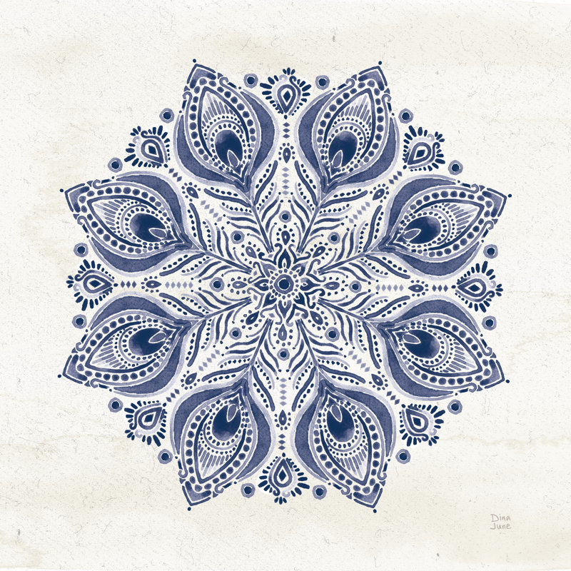 Bohemian Vibes VI Mandala Blue by Dina June - Wrapped Canvas Painting, 51cm H x 51cm W