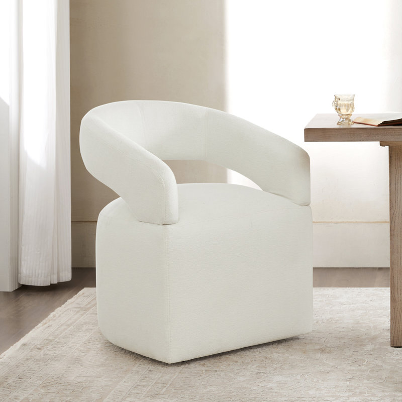 Doley Performance Fabric Dining Chair with Hidden Casters, Ivory