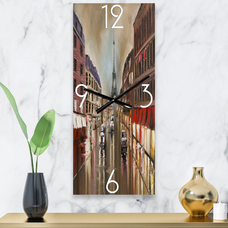 Horloge murale Quiet Rainy Street in Gray Paris, Petit