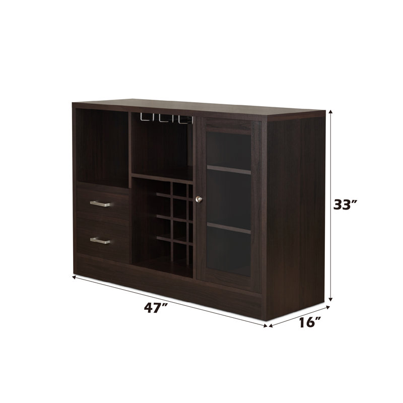 Mehul Sideboard,Buffet table,Dining cabinet,Office credenza with  2- Drawer, Espresso