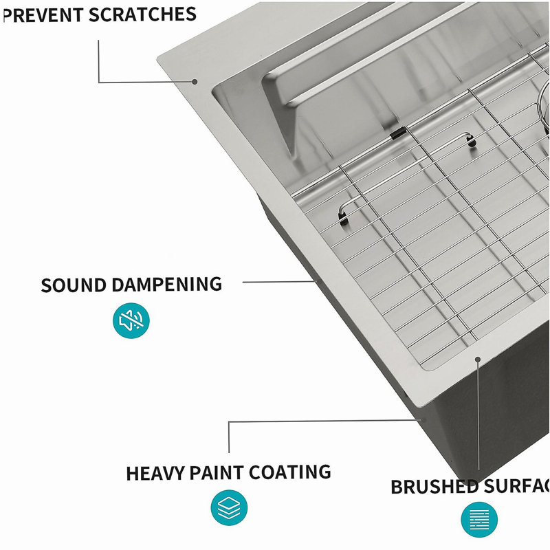33" Drop in Kitchen Sink - 33*22 inch Kitchen Sink Drop-in Topmount Single Bowl 16 Gauge Stainless Steel Ledge Workstation Kitchen Sinks, 33 x 22 x 10 inch Kitchen Sinks