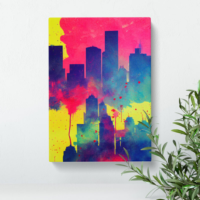 Splashed City Skyline No.4 Abstract - Wrapped Canvas, 76cm H x 50cm W x 3cm D