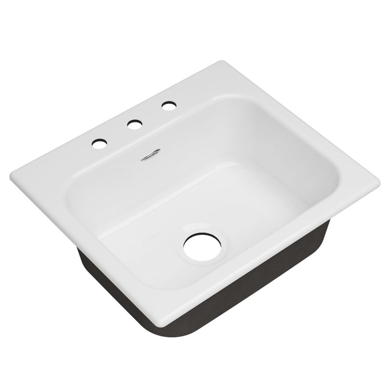 Quince 25'' White Cast Iron Single Bowl Drop-In Sink