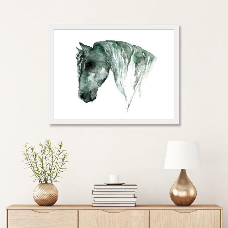 Art du cheval, Papier avec cadre blanc, H 16 po x l 24 po x P 1 po